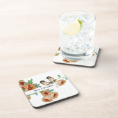 Vintage Cherry Blossom Love Bird Pfirsichminze Untersetzer (Rechte Seite)