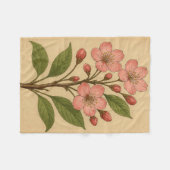 Vintage Cherry Blossom on Weathered Paper Fleecedecke (Vorderseite (Horizontal))