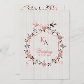 Vintage Cherry Blossom Swallows Wedding Einladung (Vorne/Hinten)