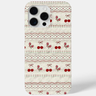 Vintage Cherry Lace Pattern iPhone Case