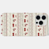 Vintage Cherry Lace Pattern iPhone Case  (Rückseite (Horizontal))