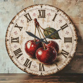 Vintage Cherry Rustic Farmhouse Kitchen Große Wanduhr