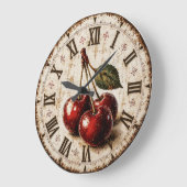 Vintage Cherry  Rustic Farmhouse Kitchen Große Wanduhr (Winkel)