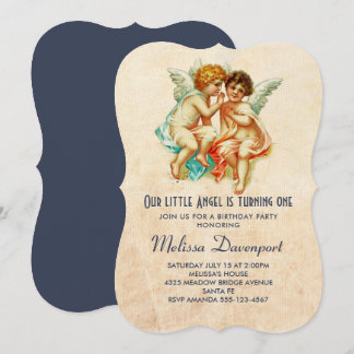 Vintage Cherub Angels Illustration Sweet Birthday Einladung