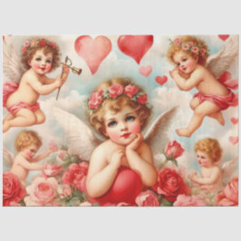 Vintage Cherub Angels und Herz Seidenpapier