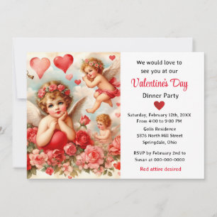 Vintage Cherub Angels und Herz-Valentinstag Einladung