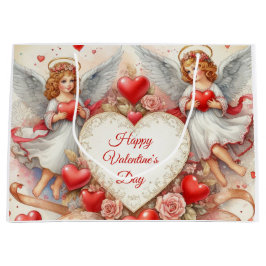 Vintage Cherub Angels Valentines Day Gift Bag Große Geschenktüte