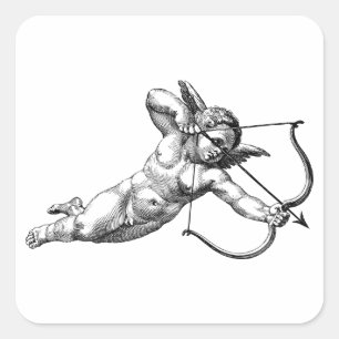Vintage Cherub Cupid-Liebe Quadratischer Aufkleber