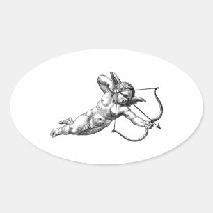 Vintage-Cherub-Cupid-Liebesaufkleber Etikett Ovaler Aufkleber
