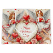 Vintage-Cherub-Engel Valentinstag-Geschenktasche Große Geschenktüte (Vorderseite)