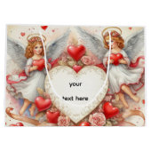 Vintage-Cherub-Engel Valentinstag-Geschenktasche Große Geschenktüte (Rückseite)