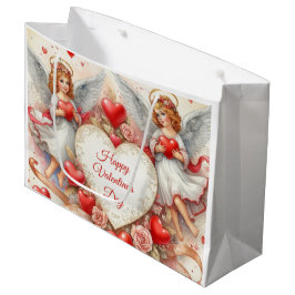 Vintage-Cherub-Engel Valentinstag-Geschenktasche Große Geschenktüte