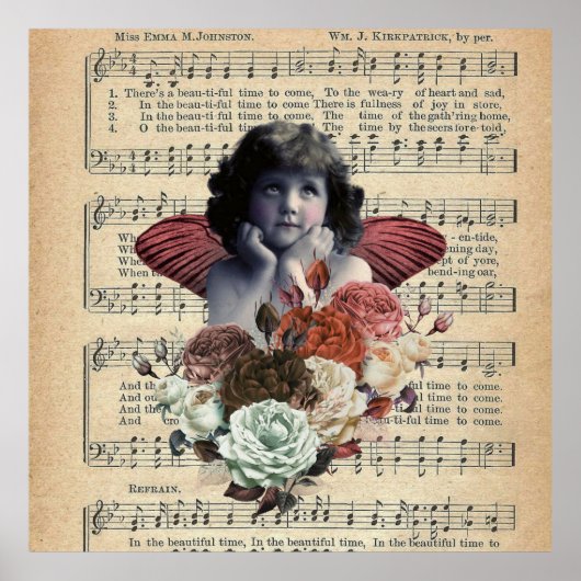 Vintage Cherub Girl Collage Poster (Vorne)