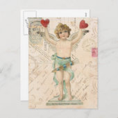 Vintage cherub Valentine postcard Feiertagspostkarte (Vorne/Hinten)