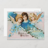 Vintage Cherubs on Snowy Roof Postkarte (Vorne/Hinten)