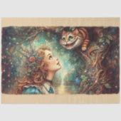 Vintage Cheshire Cat Fantasy Fairytale Decoupage Seidenpapier (Vorderseite)