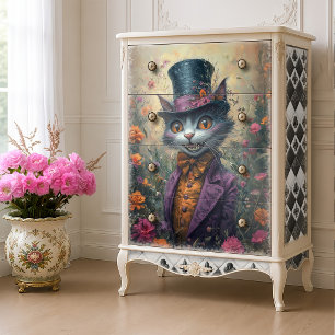 Vintage Cheshire Cat Verrückter Hütter Teegesellsc Seidenpapier