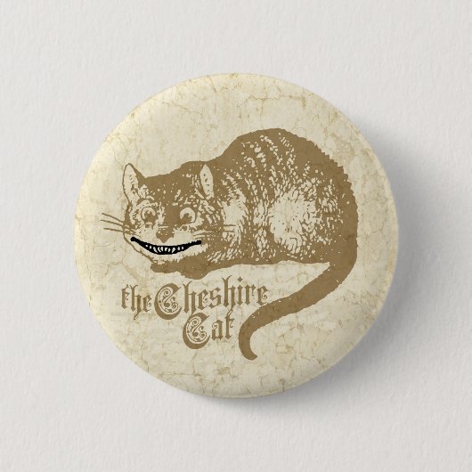 Vintage Cheshire-Katzen-Illustration Button (Vorderseite)