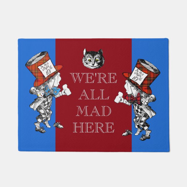 Vintage Cheshire-Katzen-wütender Hutmacher Fußmatte (Vorderseite)