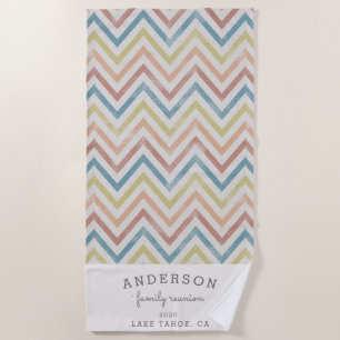 Vintage-Chevron-Familientreffen personalisiert Strandtuch