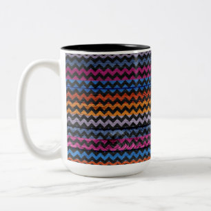 Vintage Chevron Holz #3 Zweifarbige Tasse