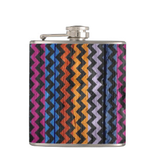 Vintage Chevron Holz Abstract #6 Flachmann