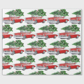 Vintage Chevy mit Weihnachtsbaum Geschenkpapier (Flach)