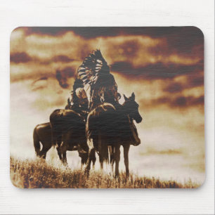 Vintage Cheyenne-Krieger auf dem Horseback-Mauspad Mousepad