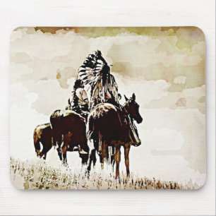 Vintage Cheyenne-Krieger auf Mousepad