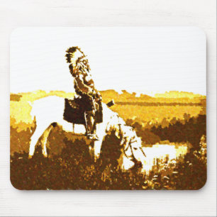 Vintage-Cheyenne-Krieger bei Frühling-Mauspad Mousepad