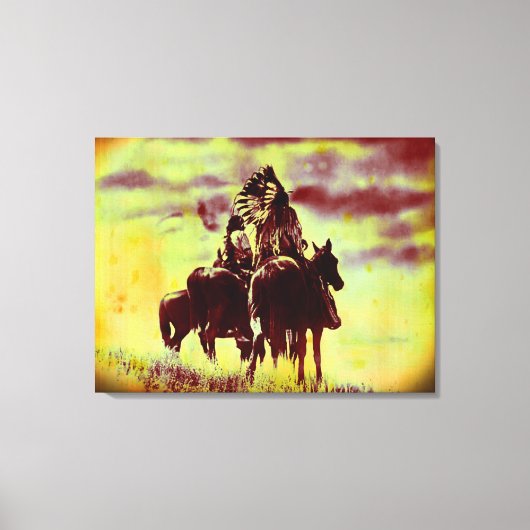 Vintage Cheyenne Warriors Wrapped Canvas Print Leinwanddruck (Vorderseite)