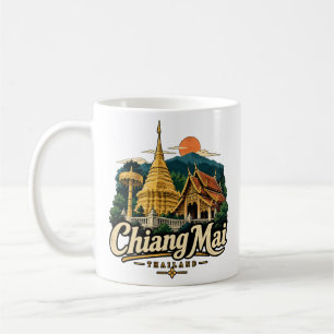 Vintage Chiang Mai Thailand Reise Kunst Landmarke Kaffeetasse
