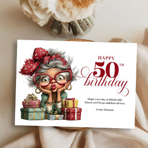 Vintage-Chic 50. Frau Humor Gruß zum Geburtstag   Einladung