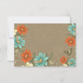 Vintage Chic Aqua Orange Creme RSVP Karte (Rückseite)