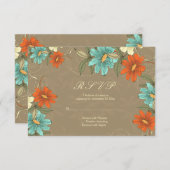 Vintage Chic Aqua Orange Creme RSVP Karte (Vorne/Hinten)