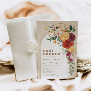 Vintage-Chic-Boho-Florales-Gartengardinen-Baby-Par Einladung