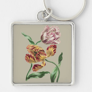Vintage Chic Botanische Tulpenkunst aus dem 18. Ja Schlüsselanhänger