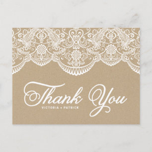 Vintage Chic Brokatspitze Danke Postkarte