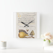 Vintage Chic Calligraphy butterfly Print Quadratische Wanduhr (Zuhause)
