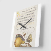 Vintage Chic Calligraphy butterfly Print Quadratische Wanduhr (Winkel)