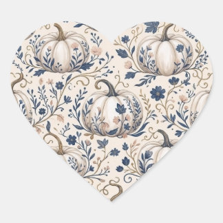 Vintage Chic Elfenbeinpumpkin Chinoiserie Blumen Herz-Aufkleber