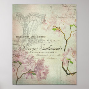 Vintage Chic Französische Schrift Shabby Blumen Ko Poster