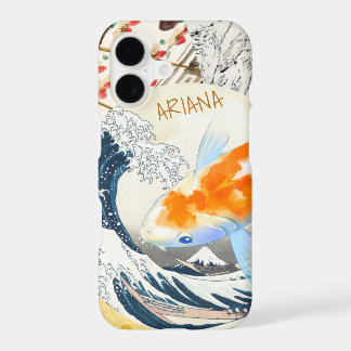 Vintage Chic Gold Koi-Teich mit japanischem Monogr