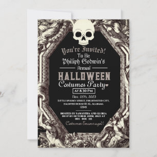 Vintage-Chic-Gothic-Dunkle-Halloween-Kostüm-Party Einladung