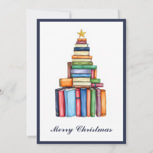 Vintage-Chic lustiger Weihnachtsbaum aus Büchern Feiertagskarte