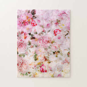 Vintage-chic, Mädchenhaft, rosa Pastellfarben, flo Puzzle
