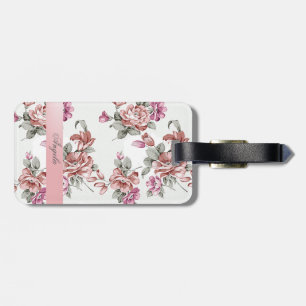 Vintage Chic Mädchenhafte Blumen-Personalisiert Gepäckanhänger