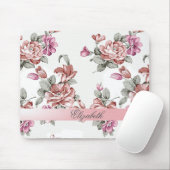 Vintage Chic Mädchenhafte Blumen-Personalisiert Mousepad (Mit Mouse)