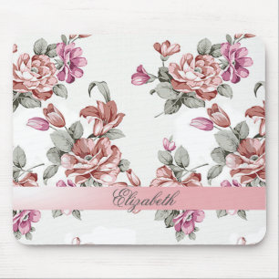 Vintage Chic Mädchenhafte Blumen-Personalisiert Mousepad