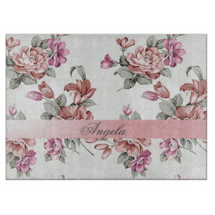 Vintage Chic Mädchenhafte Blumen-Personalisiert Schneidebrett